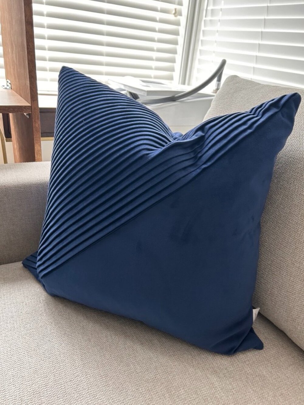 Dark blue velvet cushion